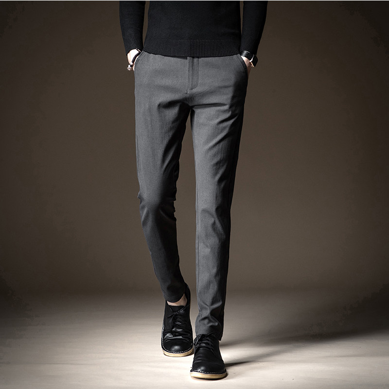 2021 new spring summer Western pants male and Korean version Trend straight cylinder repair body class long pants male youth business suit