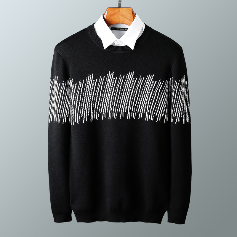 European Standing Sweater Men's 2020 Autumn Winter Round neckline Knitted Undershirt Korean Version Trendy Personality Men's Blouse