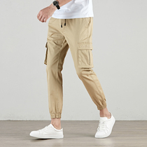 ins Chauffles workwear pants mens bunches casual pants for men 90% Pants Han version Body Pure Cotton Elastic Small-footed pants