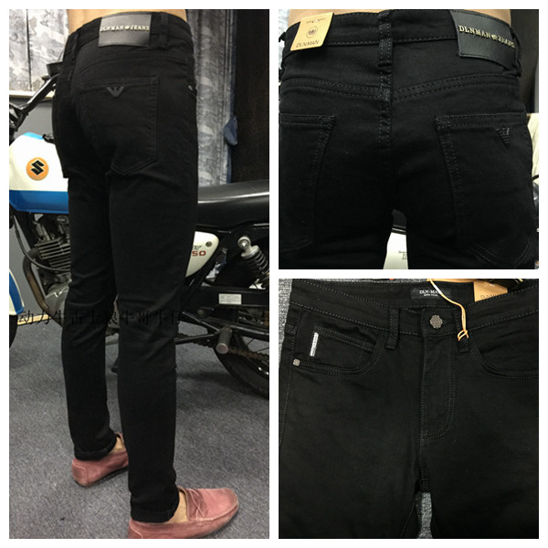 Tide brand men's spring and autumn pure black small straight jeans 2021 Korean slim slim all-match cigarette tube pants trousers