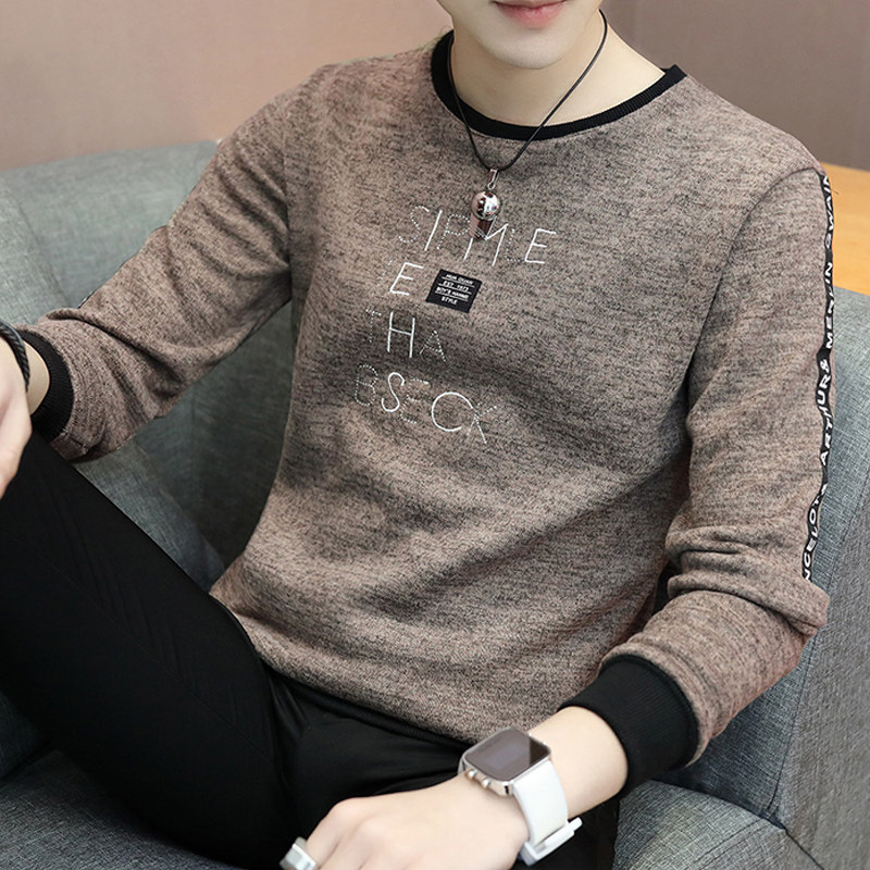 Tide brand spring 2022 new men's long-sleeved t-shirt Korean version of the round neck sweater trend boys autumn clothes men's clothes