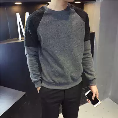 Hong Kong spring and autumn men's round neck thick cotton T2021 new youth base shirt Korean fashion trend long sleeve T-shirt trend
