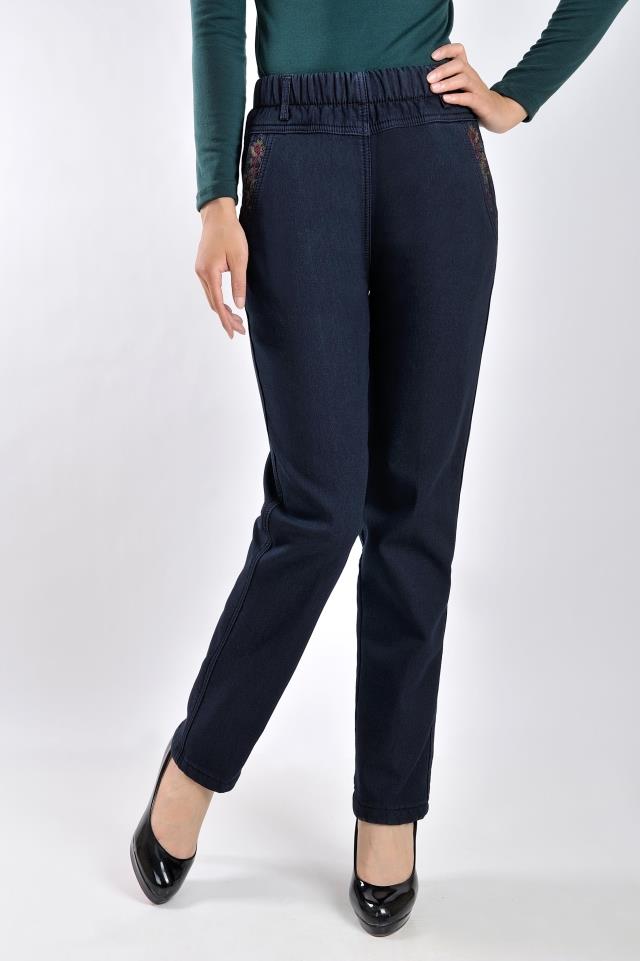 Quần cotton trung niên của phụ nữ quần áo mùa đông quần mẹ bà cộng với quần nhung dày tuổi già quần thun quần jean nữ ống suông hàn quốc