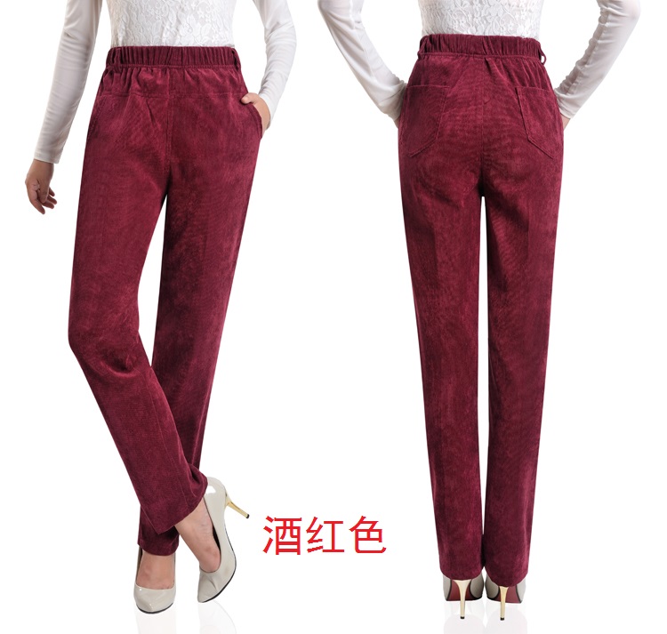 Phụ nữ trung niên và già thời trang cộng với nhung dày mùa thu và mùa đông Mẹ phụ nữ trung niên ăn mặc quần nhung cao cộng với quần nhung đầm u40 sang trọng