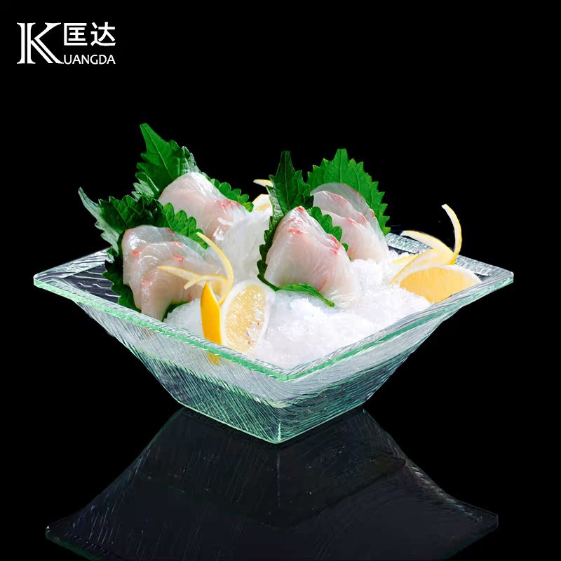 Press crylic sushi plate square deep plate salmon food display disc fruit disk Korean tableware