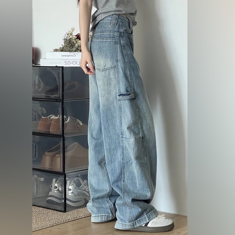 Trendy Wide-Leg Workwear Jeans for Women 2026 Summer New High-Waisted Slimming Loose Straight American-Style Scimitar Pants