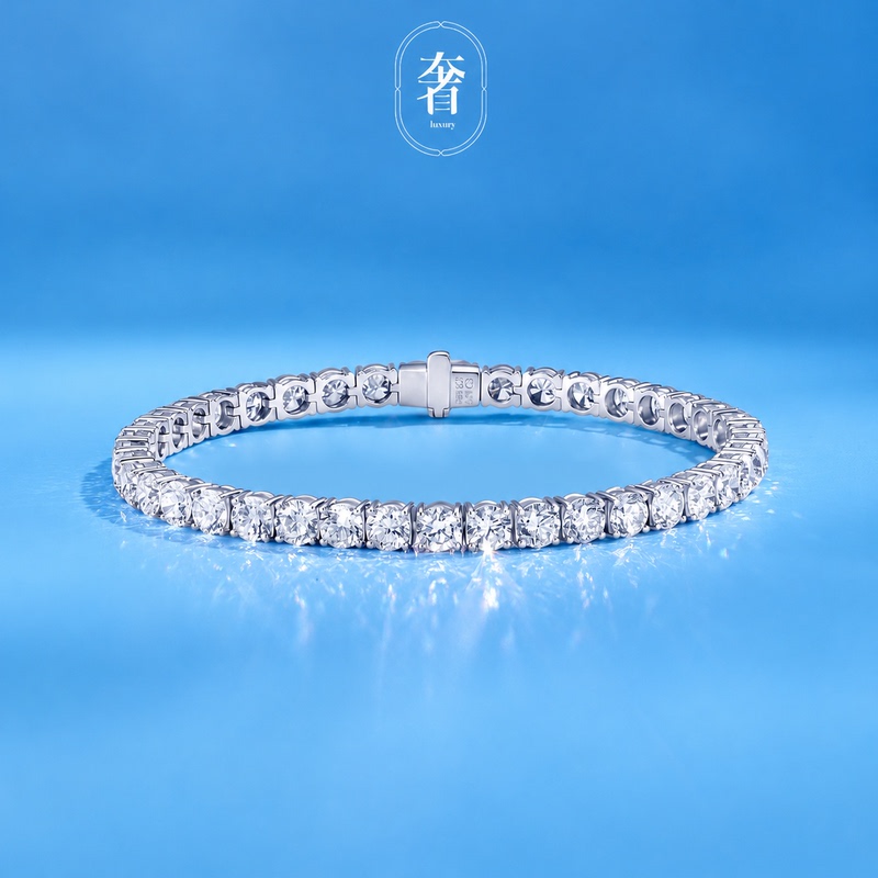 Luxury Bead Tennis Diamond Bracelet 18K Gold White Gold Full Diamond Row Diamond Bracelet Cultured Real Diamond Pt950 Platinum