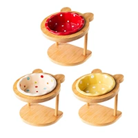 Рисовый белый+желтый+красная волна точечная чаша с одиночной бамбуковой подставкой