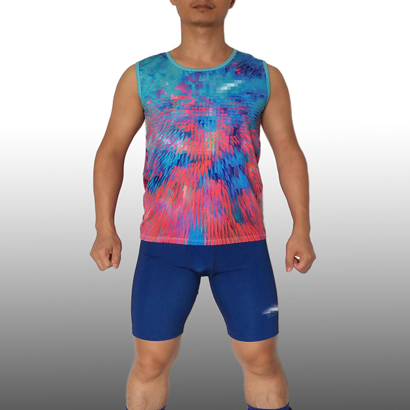 Diamond League Su Bingtian with the same radiation hundred flowers two-piece track suit Sprint fast tight track suit