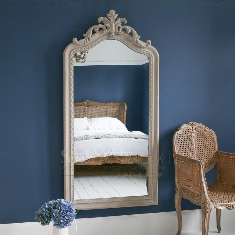 Eurostyle carved flower wall-mounted full-body mirror American retro full body mirror Full-body Mirror Custom Clothing Shop Floor Decoration Mirror