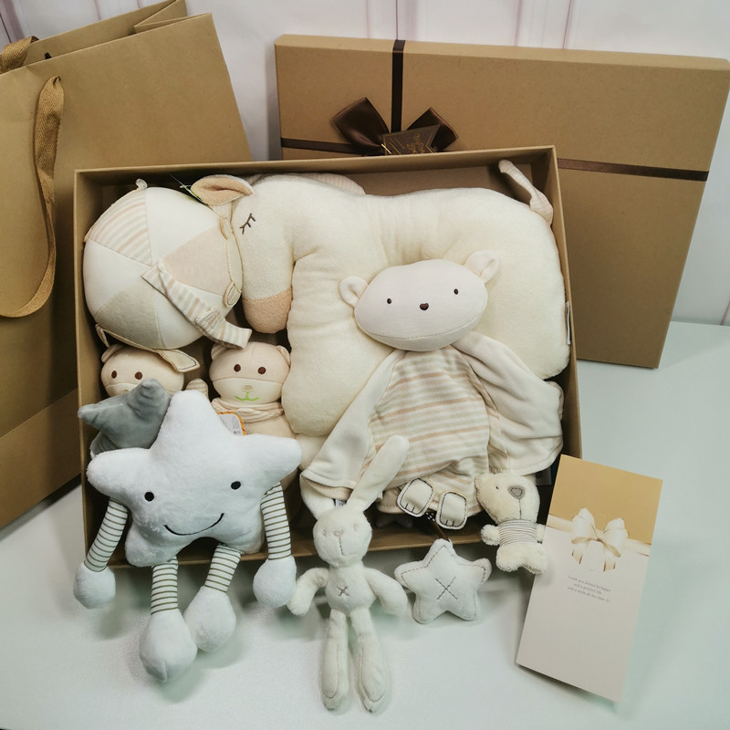 Infant newborn son Just born baby Mao suede toy gift box set of male and female children full moon courtesy upscale
