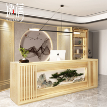 New Chinese style welcoming pine cashier bar hotel restaurant hotel tea house solid wood health center front desk reception desk