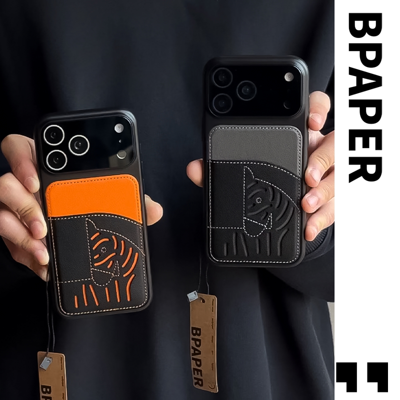Bpaper'Couple Year of the Horse Case' Transforms into a 17-Inch Large Window Black and Orange Card Holder High-End Phone Case Suitable for iPhone 17 Pro Max, Apple 16 Pro Max, Full-Cover Hard 15 Pro Orange 14 Pro Max Case