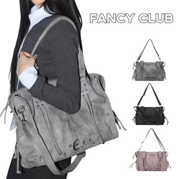 Korean New Model Fancy Club Tote Bag, Large Capacity, Same Style as Seol-Yoon, Motorcycle-Style Women's Bag, Shoulder, Handbag, Crossbody Bag