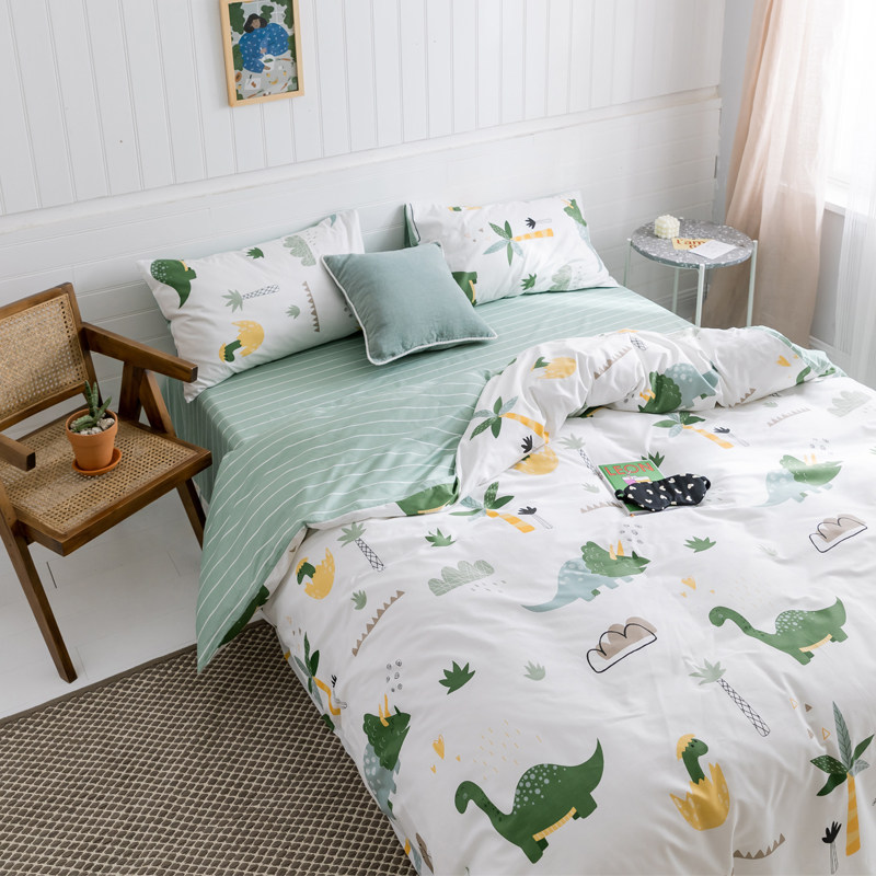 Small fresh ins wind bedding four-piece set of Cotton pure cotton student dormitory 3-piece set of Nordic wind bed single duvet cover