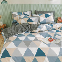  Nordic style simple cotton bed four-piece set 1 5 meters 1 8 2 0m cotton quilt cover sheets bed sheet color matching