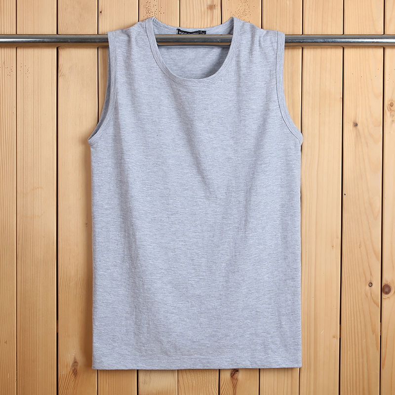 Áo vest nam mùa hè cotton cổ tròn vai rộng Áo thun nam cộng với phân bón XL vest mỏng phần vest căng - Áo vest cotton áo ba lô nam