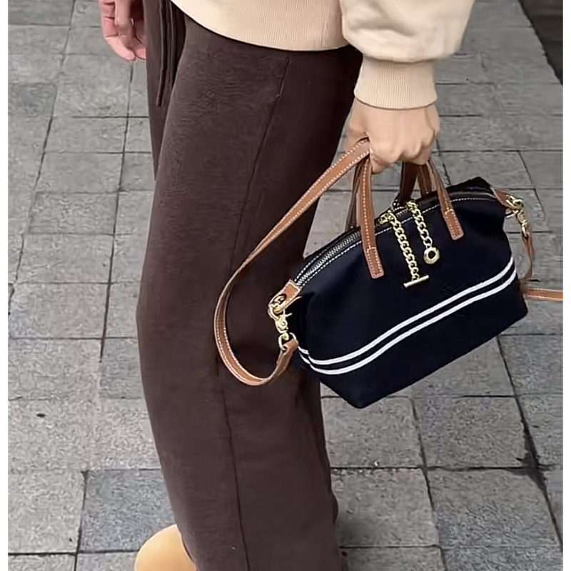 Striped Denim Bag, Single Shoulder Crossbody Handbag, Commuter Dumpling Tote Bag, Jacquard Denim Women's Bag