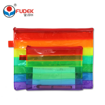 Office A4 waterproof grid storage bag color file bag A6 bill bag pen bag rainbow stripe A5 zipper bag