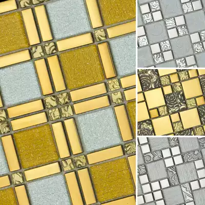 Glass mosaic background wall tile TV living room KTV storefront bar clamp mirror gold silver decoration