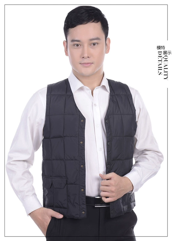 Áo vest cotton mùa thu và mùa đông nam trung niên cotton xuống vai áo vest cotton ấm áp mặc bố dày áo ghi lê