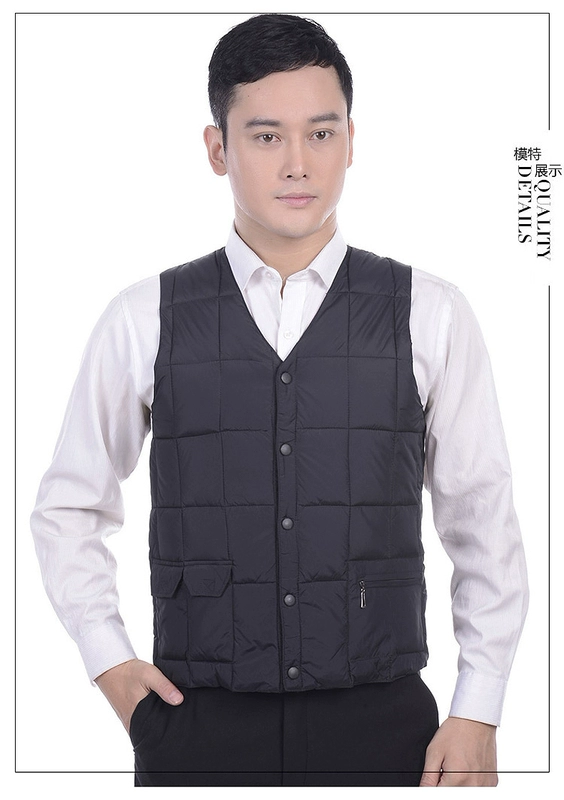 Áo vest nam cotton mùa đông dày vest vai trung niên cổ chữ V lỏng lẻo bên ngoài mặc vest nam vest ấm áp ao ba lo nam