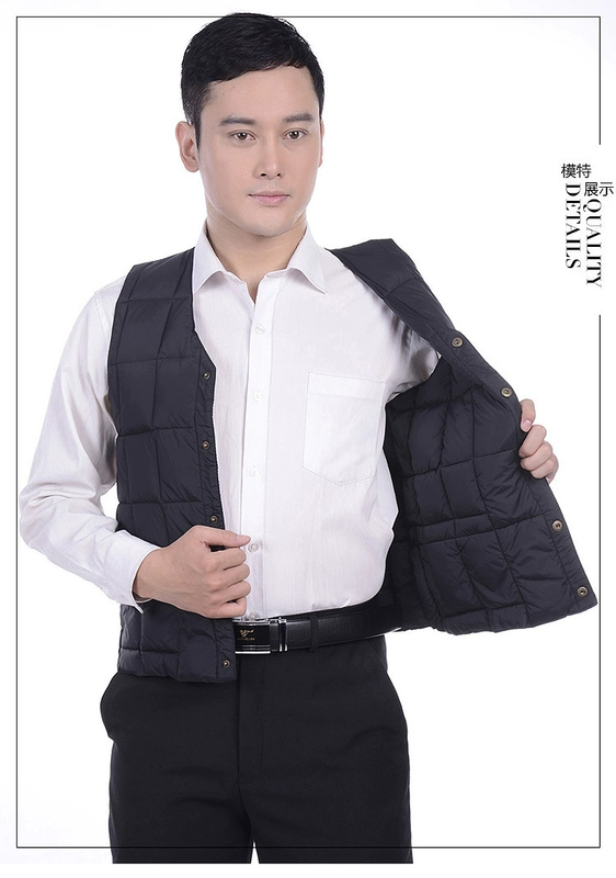 Áo vest nam cotton mùa đông dày vest vai trung niên cổ chữ V lỏng lẻo bên ngoài mặc vest nam vest ấm áp ao ba lo nam