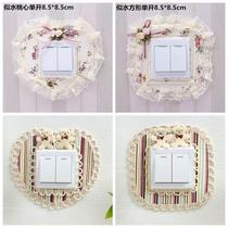 Fabric switch sticker protective cover lace wall sticker living room light socket frame decoration simple modern switch