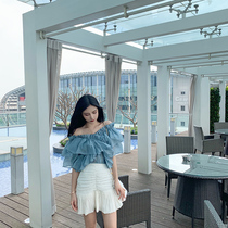 OKMA skirt female 2019 new summer temperament pleated high waist thin fairy a-line pleated short skirt