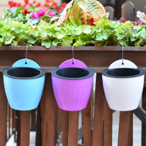 Semi-circular resin green Luo plastic adhesive hook flower pot automatic absorbent lazy flower pot creative hydroponic wall pot