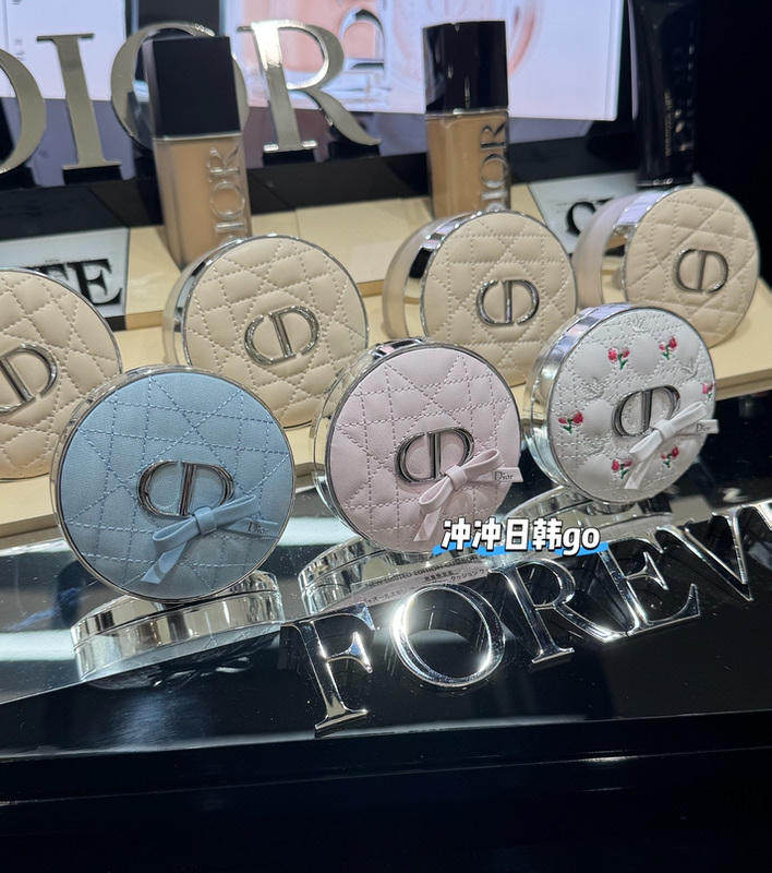 In Stock Dior Bow Cushion Foundation Pink Blue White Floral Cushion Core Satin Glossy Moisturizing Matte 00N