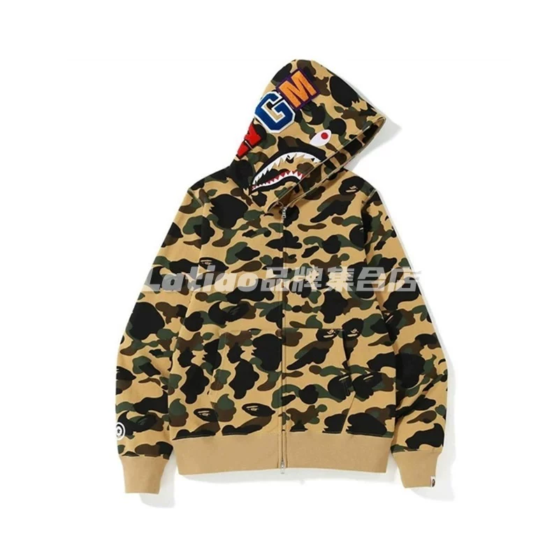 Spot BAPE ABC CAMO SHARK Newjeans в том же стиле 25 новая камуфляжная акула толстовка куртка
