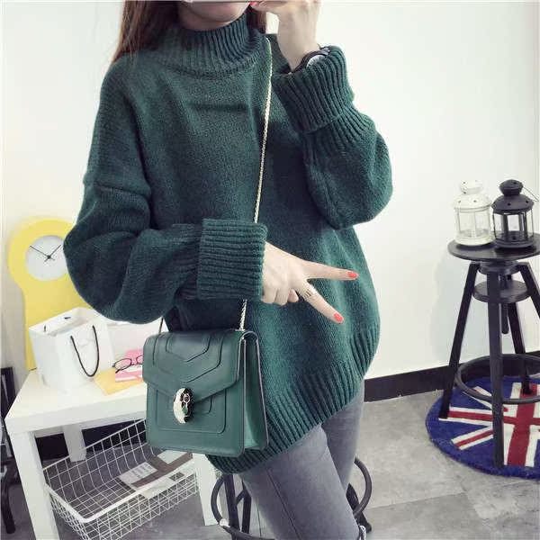 Mùa thu đông mới Áo len nữ hàn quốc mùa thu áo dài tay 2018 đan đáy áo khoác hoang dã áo len nữ cổ cao