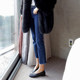 Plush straight-leg jeans for women 2023 autumn and winter thickened high-waist slim student wide-leg eight-point cigarette pants for small people