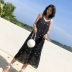 Star Chiffon Dress Hoa dài tay Beach Dress Sling Dress Loose Thin Kỳ nghỉ lễ váy maxi trắng Váy dài