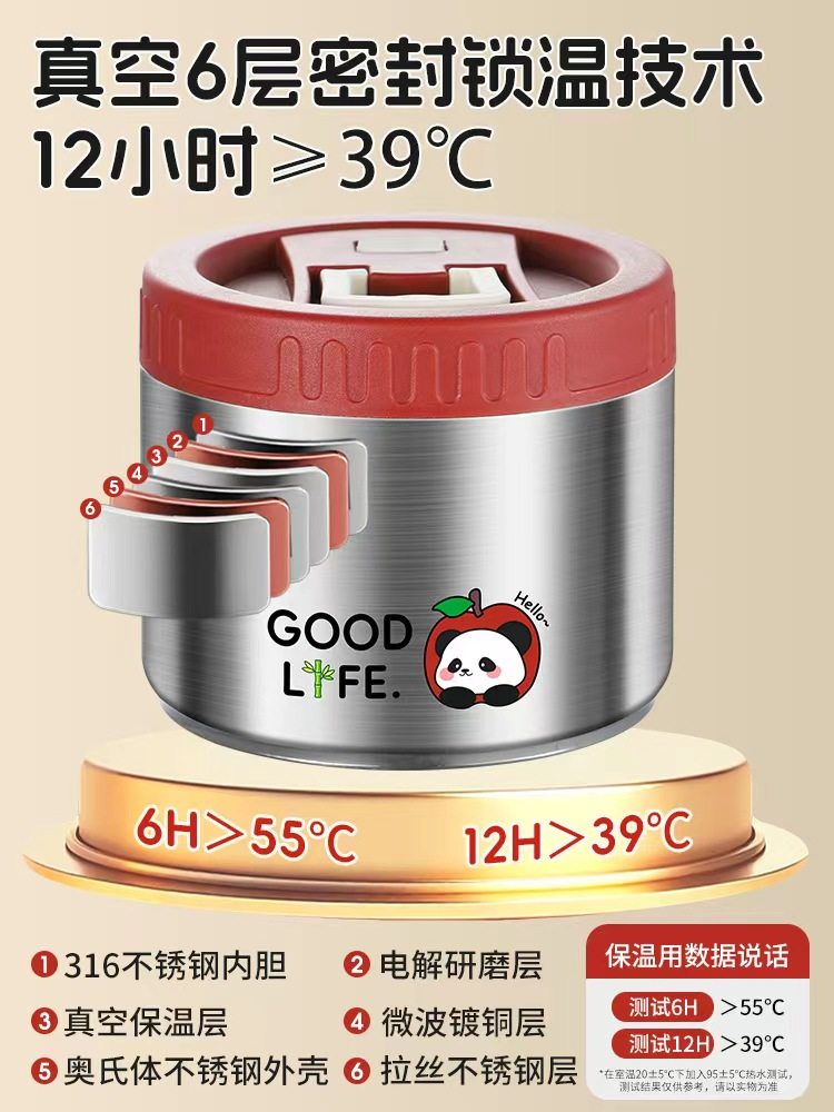 Vacuum Insulated Lunch Box Stainless Steel 2026 New Model Multi-Layer Large Capacity Portable Lunch Box for Office Workers