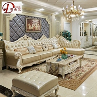 Biệt thự Tischer căn hộ nhỏ châu Âu phòng khách gỗ rắn góc sofa kết hợp đồ nội thất cao cấp da Pháp 256 - Ghế sô pha sofa gỗ nguyên khối