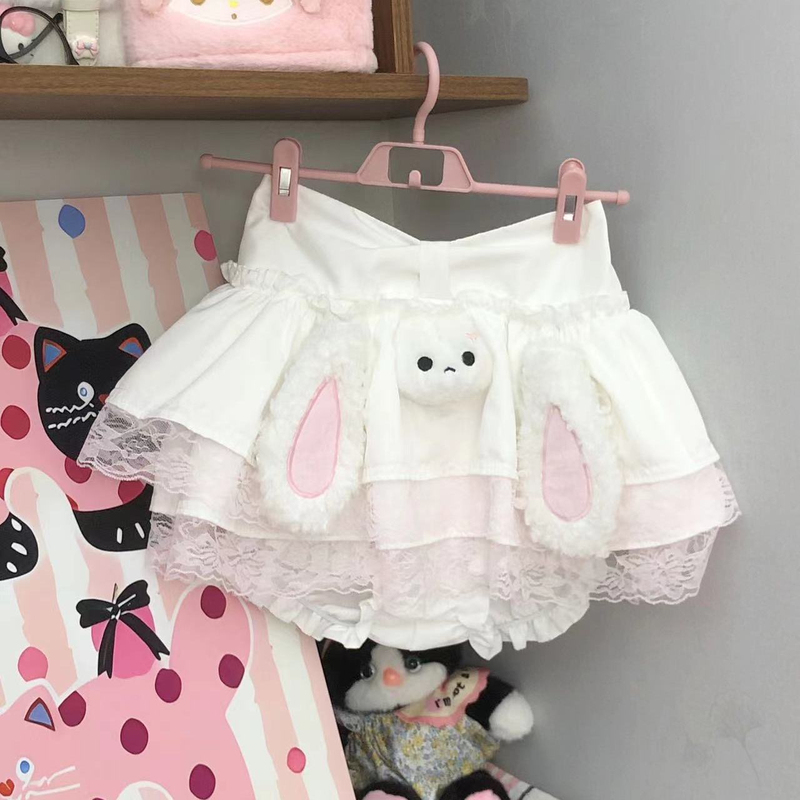 Mi Qinglai【Lap-Eared Rabbit】Japanese-Style Soft Girl Sweet and Cute Cartoon Childlike Cake Skirt Lace Short Skirt Half Skirt Mi Qinglai【Lap-Eared Rabbit】Japanese-Style Soft Girl Sweet and Cute Cartoon Childlike Cake Skirt Lace Short Skirt Half Skirt