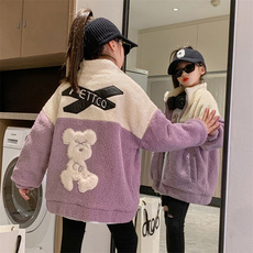 Мех/искусственный мех 儿童派克服女童中长款洋气仿皮草外套加绒加厚棉衣棉服秋冬装新款