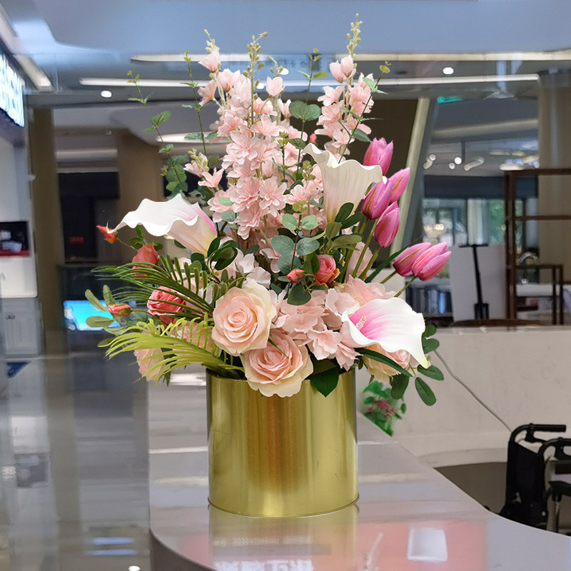 Mall Cashier Silver Counter Banquet Hotel Ktv Table Face Placement Emulation Flower Furnishing Home Light Lavish Fake Flower Table Flower Arrangement