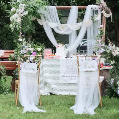 Wedding stage High-density star and moon mesh net red photo background gauze veil Wedding props supplies decorative yarn White yarn