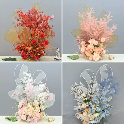 Butterfly love simulation silk flower road leading table flower Wedding wedding decoration Hotel KTV window decoration Floral props