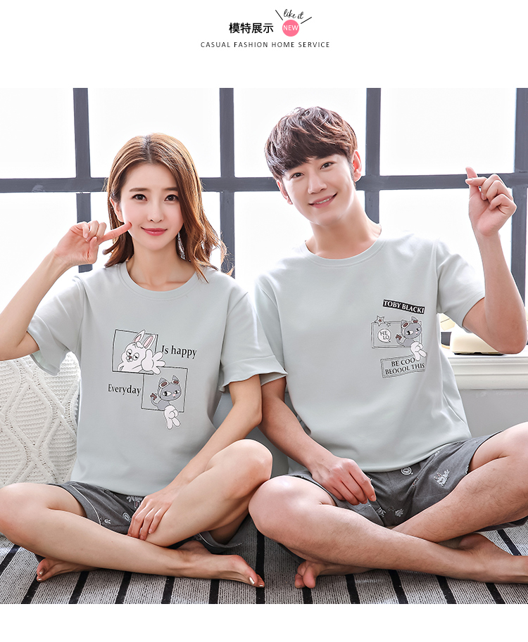 Bộ đồ ngủ mùa hè cho nam đôi cotton ngắn tay nữ phiên bản Hàn Quốc đồ bộ mặc nhà cao cấp