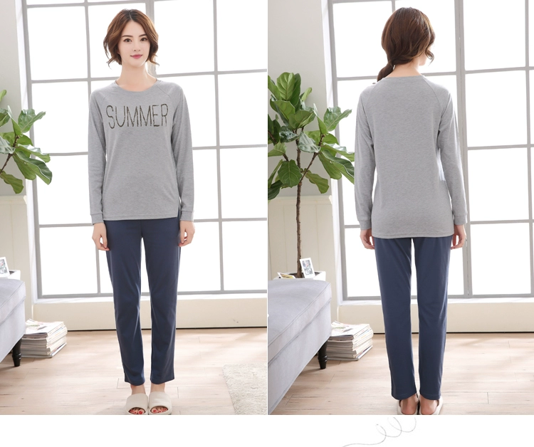 Mùa xuân và mùa thu Cặp vợ chồng Hàn Quốc dài tay đồ ngủ nữ cotton đồ ngủ mùa thu nam kích thước lớn dễ thương hoạt hình dịch vụ nhà phù hợp
