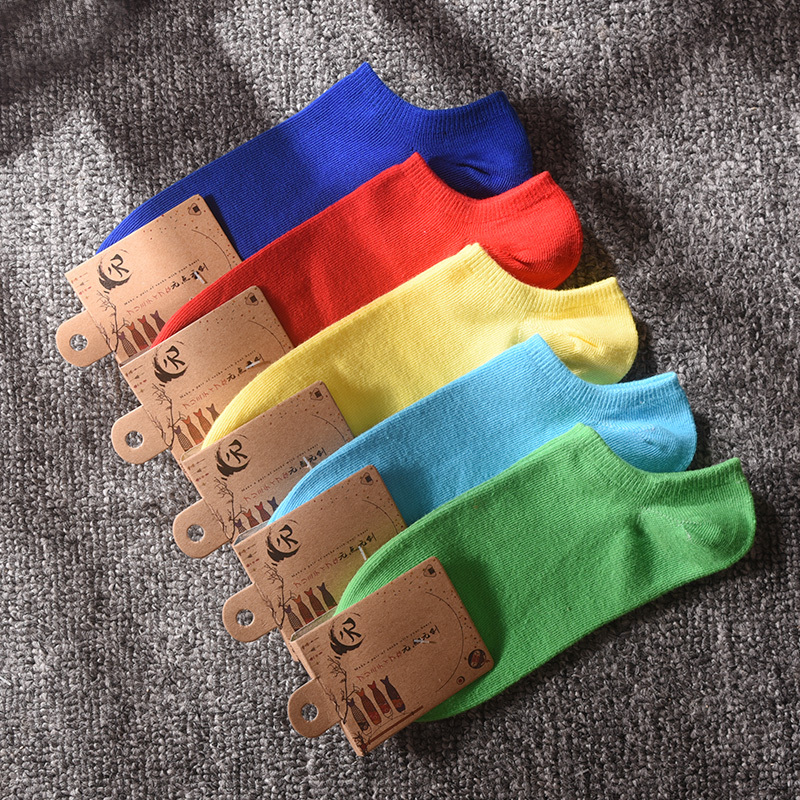 Candy-Colored Socks for Men, Pure Cotton Short Socks, Summer Thin Style, Odor-Resistant, Sweat-Absorbent, Short Tube Socks, Colorful Green Invisible Boat Socks