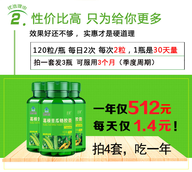 Mua 5 tặng 3 thực phẩm bổ sung đường huyết bổ sung Pueraria bitumin chrome 120 viên có thể dùng keo ong mềm viên trà lá dâu - Thực phẩm sức khỏe viên vitamin e