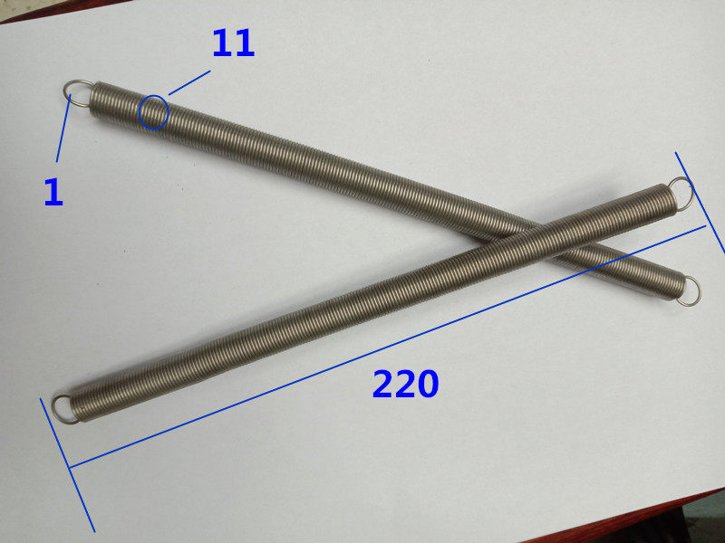 304 stainless steel hook spring Custom Precision stretch spring diameter 1*Outer diameter 11*length 220