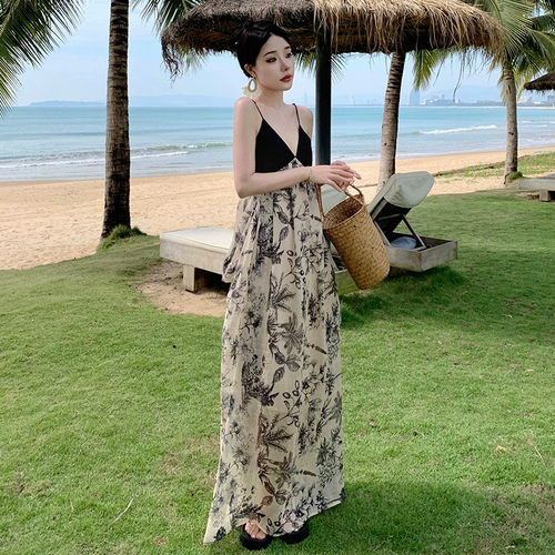 Пляжное платье, сексуальная длинная юбка для путешествий, Таиланд, V-образный вырез