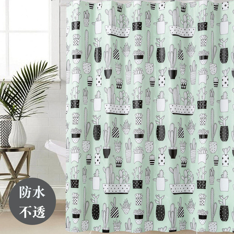 Bathroom waterproof curtain Free perforated shower curtain set cartoon curtain Toilet partition block door curtain Shower curtain