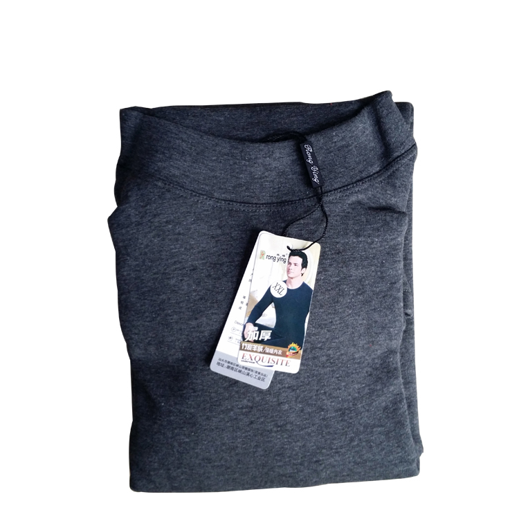Cộng với nhung dày nam dài tay nửa cao cổ áo thun cotton nhiệt đồ lót đáy mùa thu áo căng áo mùa đông màu xám đậm áo nâng ngực